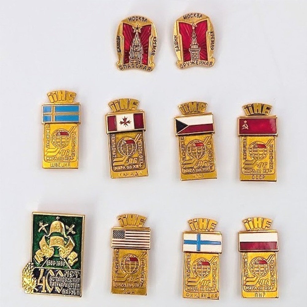 USSR Pin Lot 1986 IIHF‎ World Hockey Championship Moscow and Soviet Church